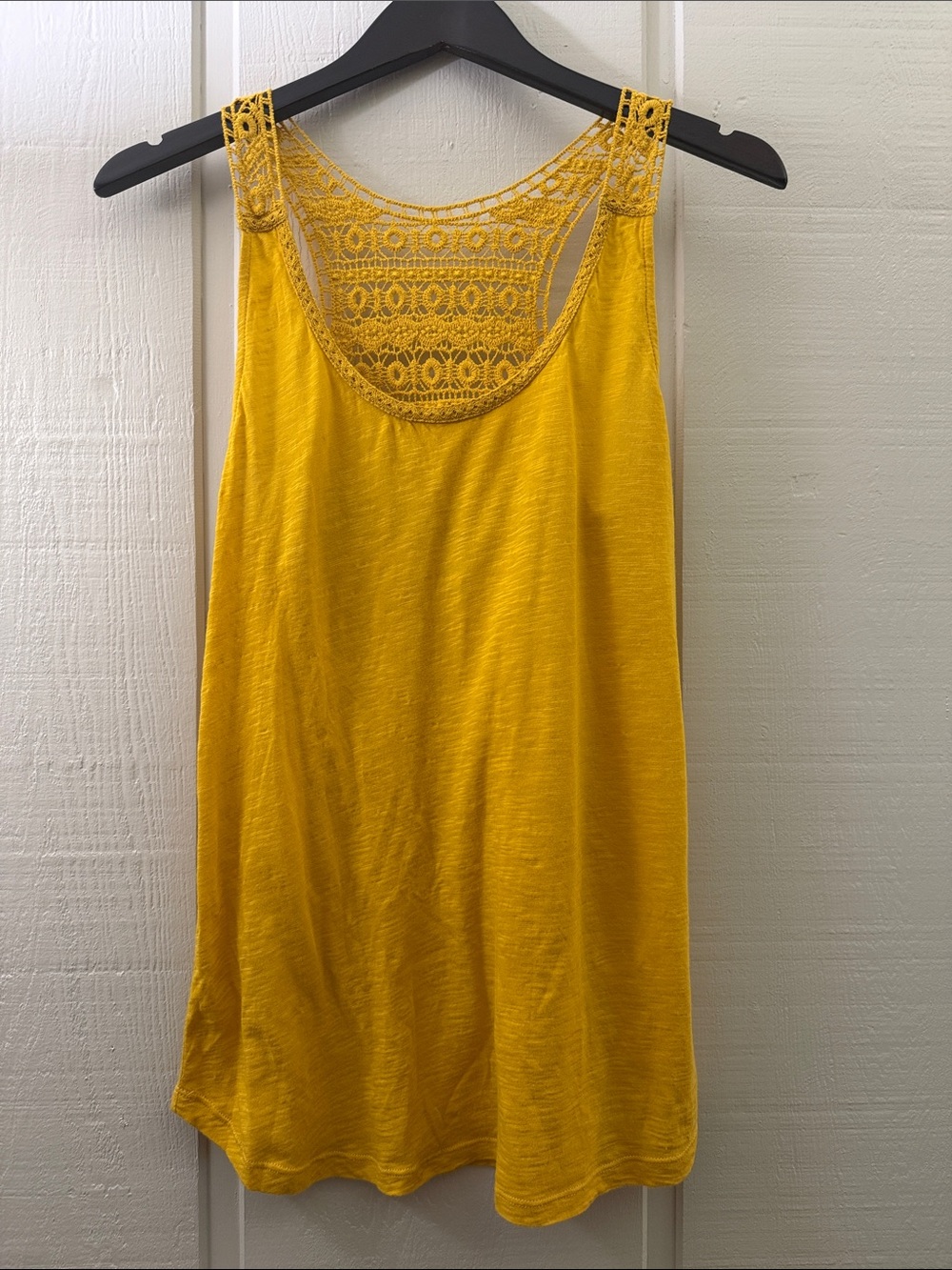 Yellow Crochet-Back Tank Top - Lucky Brand Sz Small